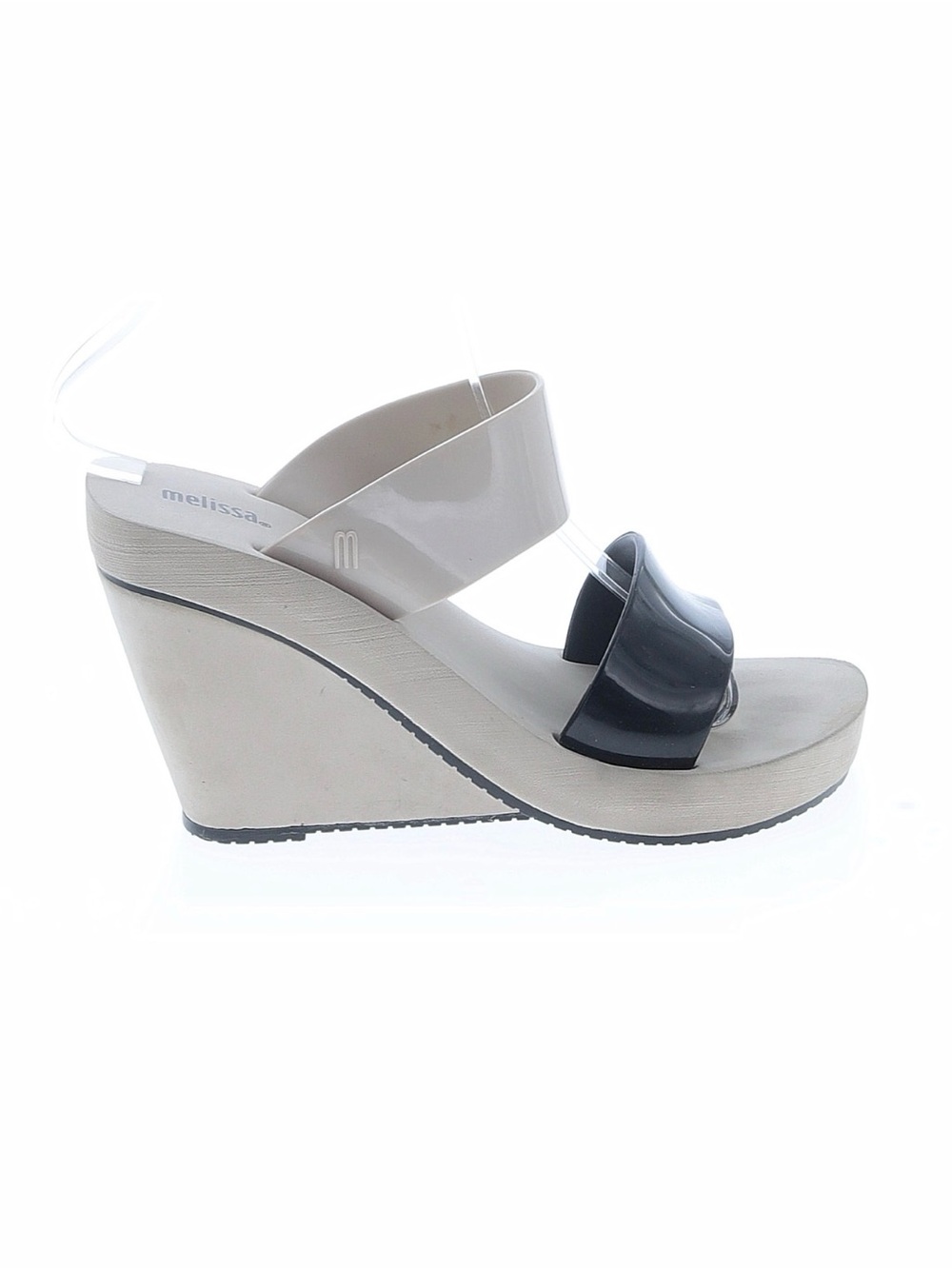 Melissa Wedge Sandal in Beige and Black Size 6